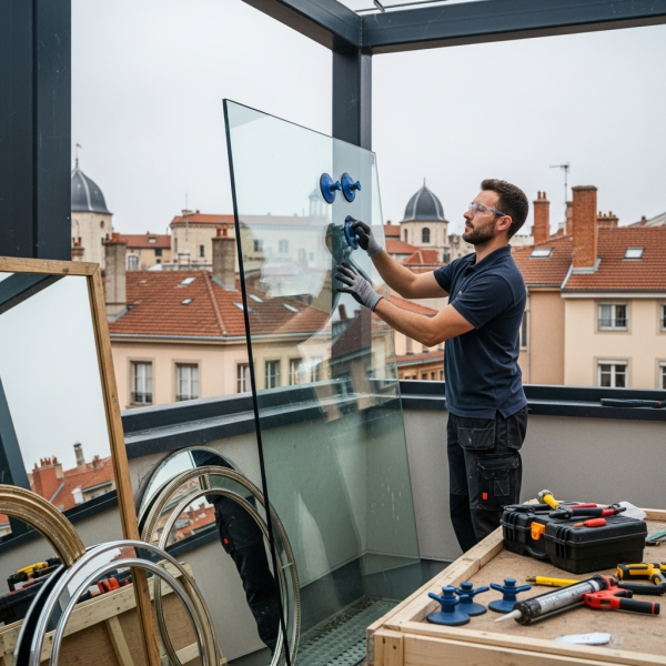 Assurance RC décennale d'un vitrier spécialisé dans la pose de vitrages avec sécurité feuilletés et miroirs décoratifs à Lyon